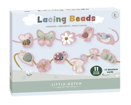 Σετ 11 ξύλινες φιγούρες με κορδόνια Flowers & Butterflies - Little Dutch