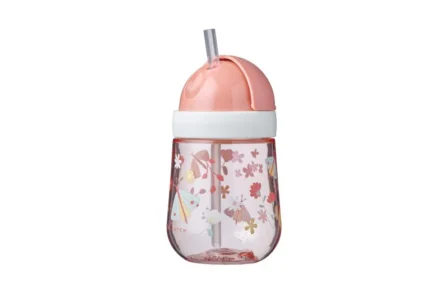 Εκπαιδευτικό ποτηράκι με καλαμάκι 300ml Flowers & Butterflies