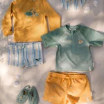 0028315 zwemshirt korte mouw groen seashells and stripes