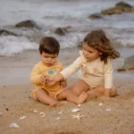 LITTLE DUTCH. Παιδικό μαγιό βερμούδα για αγόρια Seashells Sunny Yellow