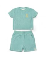 LITTLE DUTCH. Σετ μπλουζάκι και κοντό παντελονάκι Seashells and Stripes Surf Blue - 6-12 μηνών