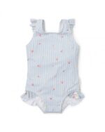 LITTLE DUTCH. Ολόσωμο μαγιό με βολάν Sunny Flowers Blue - 6-12 μηνών
