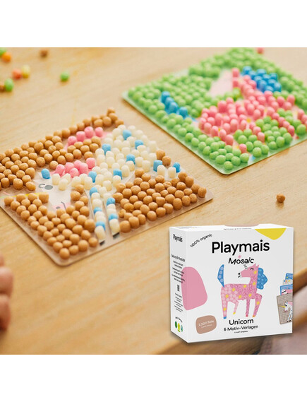 Playmais_Κατασκευές με κάρτες και σφουγγαράκια από άμυλο καλαμποκιού 6τεμ._Μονόκερος Κατασκευές με κάρτες από καλαμπόκι. Μονόκερος. Playmais. Happy bee