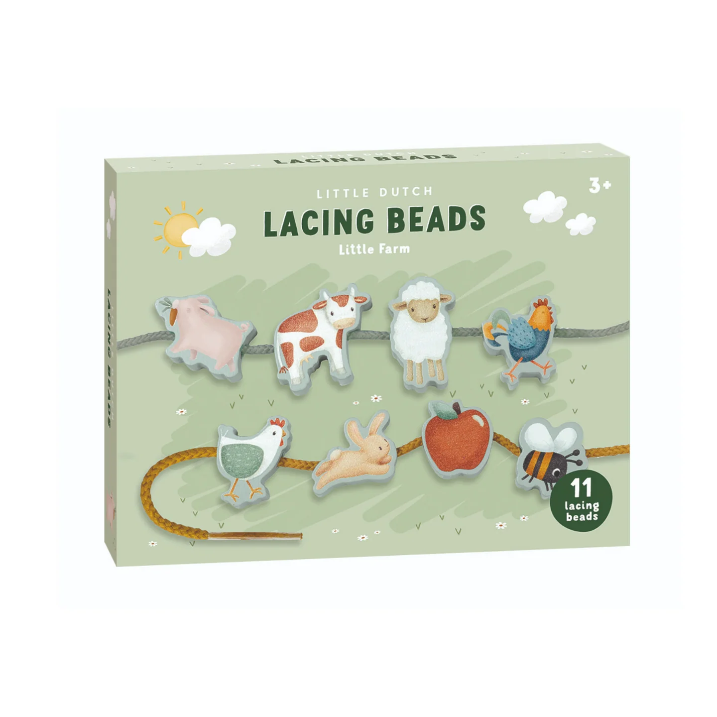 LITTLE DUTCH. Σετ 11 ξύλινες φιγούρες με κορδόνι Little Farm Σετ 11 ξύλινες φιγούρες με κορδόνι Little Farm. Little Dutch. Happy bee