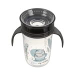 Εκπαιδευτικό ποτηράκι 360°-240ml με χερούλια-μαύρο. Akuku. Happy bee