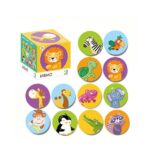 Παιχνίδι μνήμης Άγρια ζώα. Dodo puzzles. Happy bee