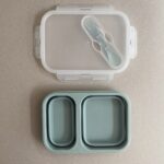LunchBox Foldable Pistachio with fork + spoon 950 ML. Nok nok. Happy bee