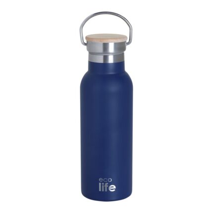 Indigo Blue Thermos 500ml | Bamboo Lid. Ecolife. Happy bee