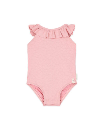 LITTLE DUTCH. Ολόσωμο μαγιό με βολάν Dreamy Pink Rose. Happy bee