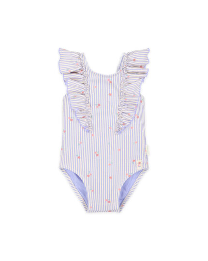 LITTLE DUTCH. Ολόσωμο μαγιό με βολάν Dreamy Stripes. Happy bee