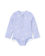 LITTLE DUTCH. Ολόσωμο μακρυμάνικο μαγιό με βολάν Dreamy Lavender. Happy bee