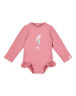 LITTLE DUTCH. Ολόσωμο μακρυμάνικο μαγιό με βολάν Dreamy Pink. Happy bee