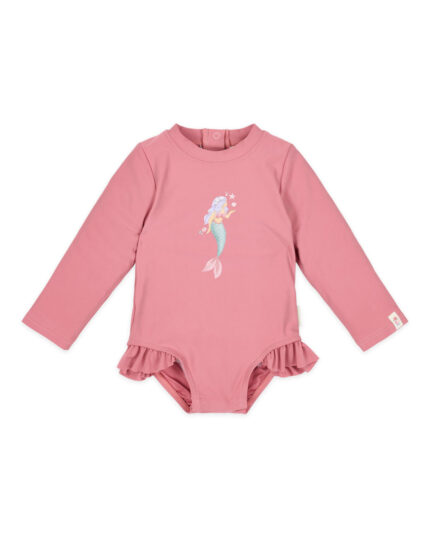 LITTLE DUTCH. Ολόσωμο μακρυμάνικο μαγιό με βολάν Dreamy Pink. Happy bee