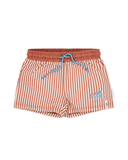 LITTLE DUTCH. Παιδικό μαγιό βερμούδα για αγόρια Ocean Brown Stripes. Happy bee