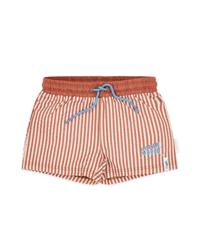 LITTLE DUTCH. Παιδικό μαγιό βερμούδα για αγόρια Ocean Brown Stripes. Happy bee