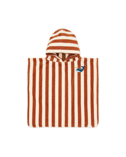 LITTLE DUTCH. Παιδικό πόντσο Ocean World Brown Stripe. Happy bee