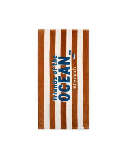 LITTLE DUTCH. Πετσέτα θαλάσσης Ocean World Brown Stripe . Happy bee
