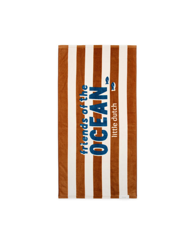 LITTLE DUTCH. Πετσέτα θαλάσσης Ocean World Brown Stripe . Happy bee