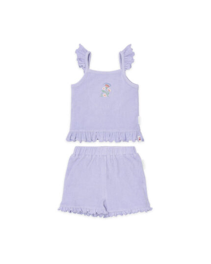 LITTLE DUTCH. Σετ μπλουζάκι και κοντό παντελονάκι Dreamy Purple. Happy bee