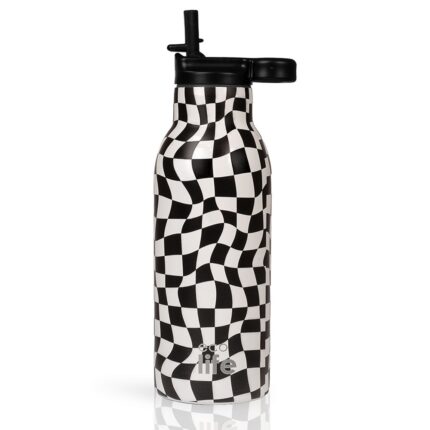 Black & White Thermos 550ml | Με Εσωτερικό Καλαμάκι. Ecolife. Happy bee