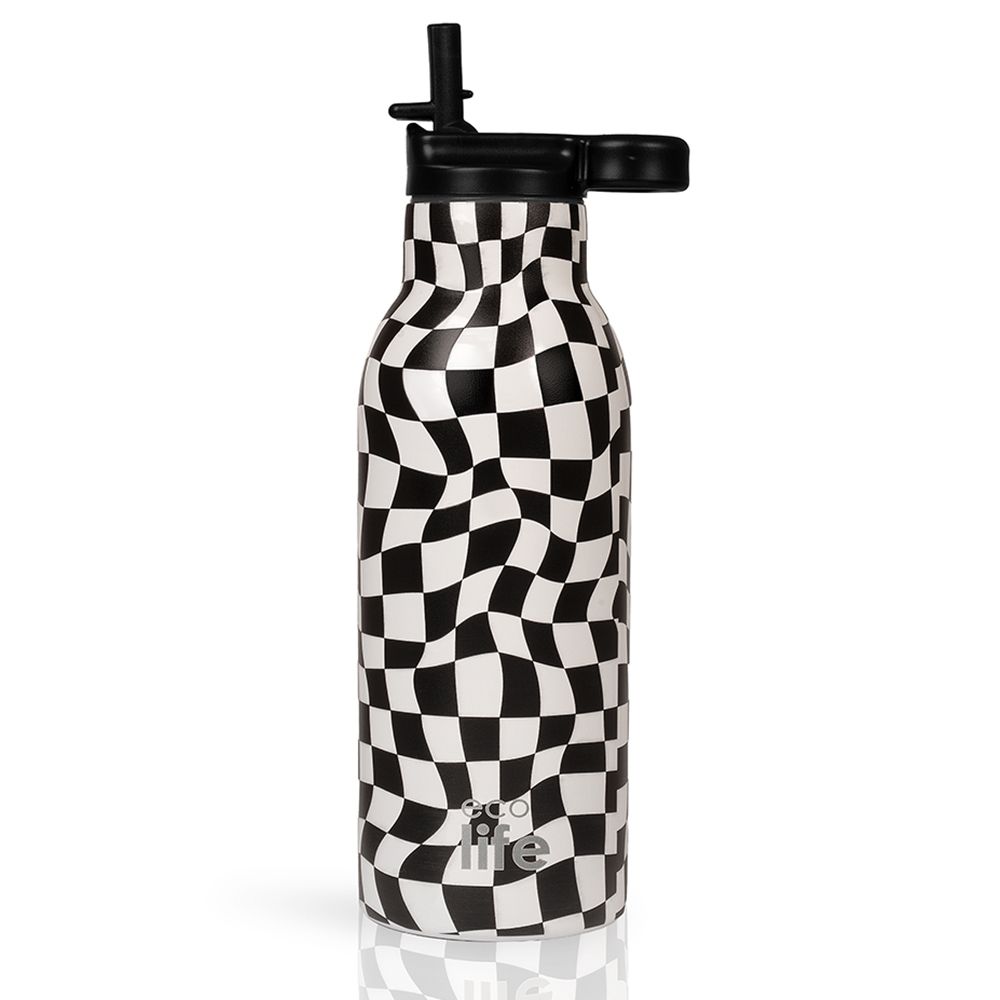 Black & White Thermos 550ml Με Εσωτερικό Καλαμάκι Black & White Thermos 550ml | Με Εσωτερικό Καλαμάκι. Ecolife. Happy bee