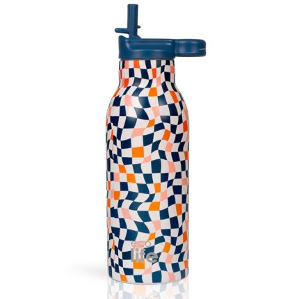 Color Squares Thermos 550ml | Με Εσωτερικό Καλαμάκι. Ecolife. Happy bee