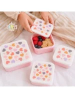 A little lovely company: Σετ 4 δοχεία φαγητού Lunch & Snack Box -Hearts. Happy bee