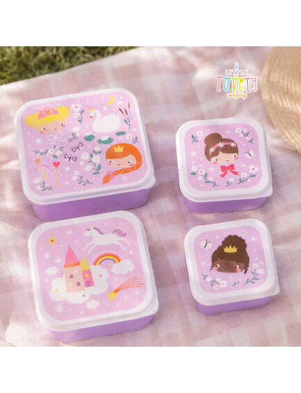 A little lovely company: Σετ 4 δοχεία φαγητού Lunch & Snack Box -Princesses. Happy bee